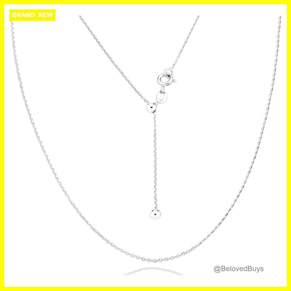 Adjustable 14-24 Inch Sterling Silver Bolo Chain Necklace, 1.3mm Thin - Picture 1 of 5